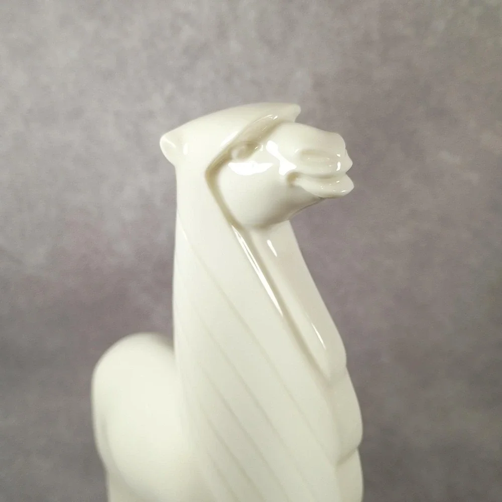 Vintage Lenox Art Deco Ivory Porcelain Llama Figurine Green Wreath Mark